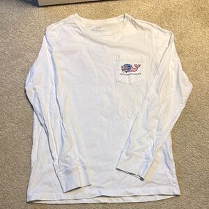 Vineyard Vines White Long Sleeve Tee with Logo